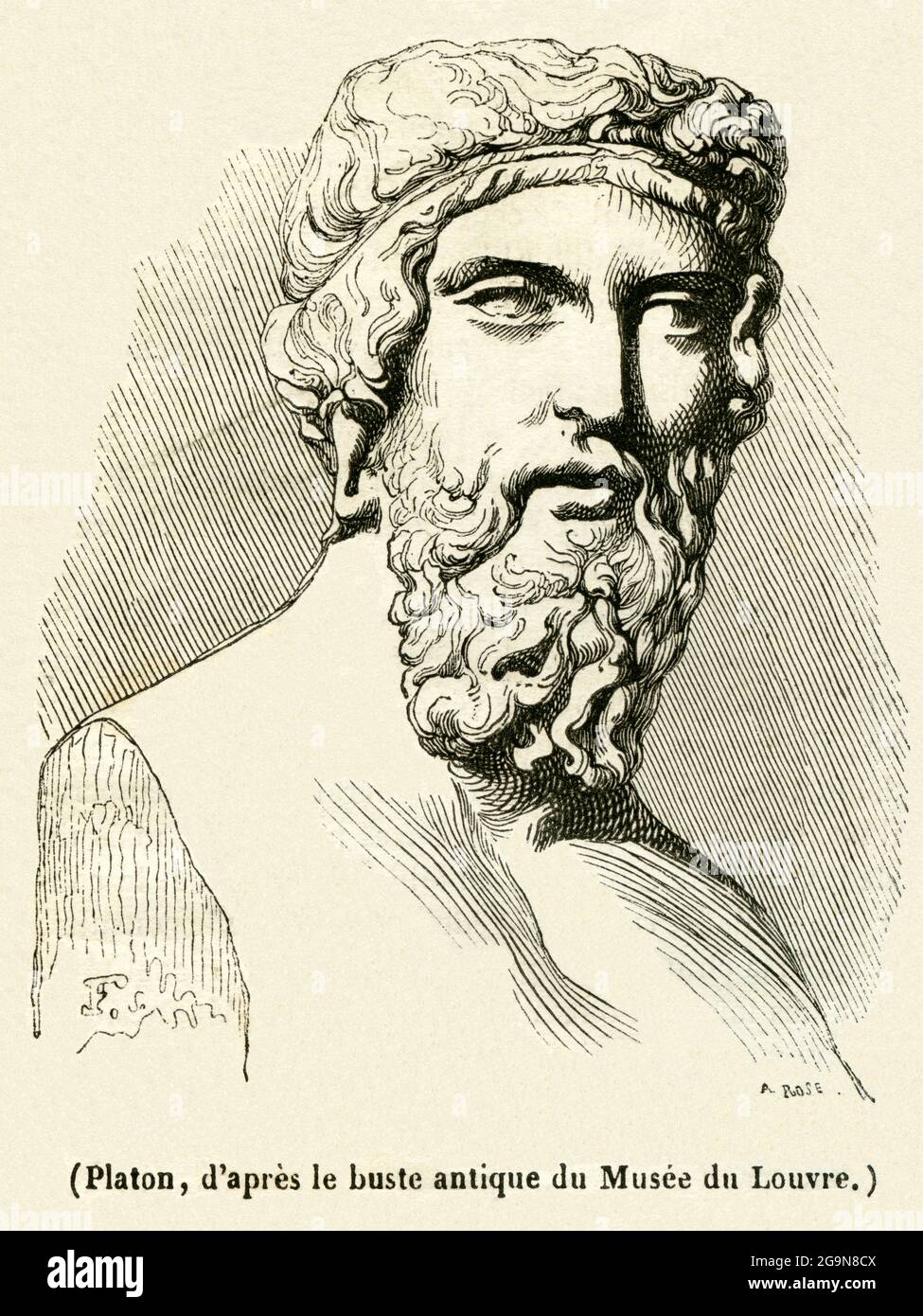 Europa, Frankreich, Paris, Plato, Originaltext: Platon, d`après le buste antique du Musée du Louvre, ARTIST'S URHEBERRECHT MUSS NICHT FREIGEGEBEN WERDEN Stockfoto